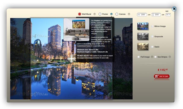 Wall Murals and Photo Wallpappers Custom Size