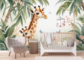 Giraffes in the Jungle in Pastel Tones