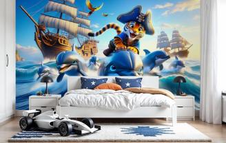 Dolphins and Little Tiger on a Fun Pirate Adventure