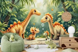 Dinosaur Family in the Green Forest