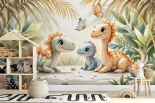 Dinosaurs and Butterflies in the Pastel Forest