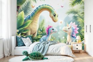 Happy Dinosaurs in the Tropical Forest
