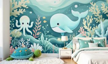 Underwater World in Pastel Green Tones