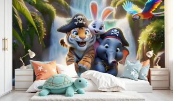 Adventure at the Waterfall with Jungle Animals